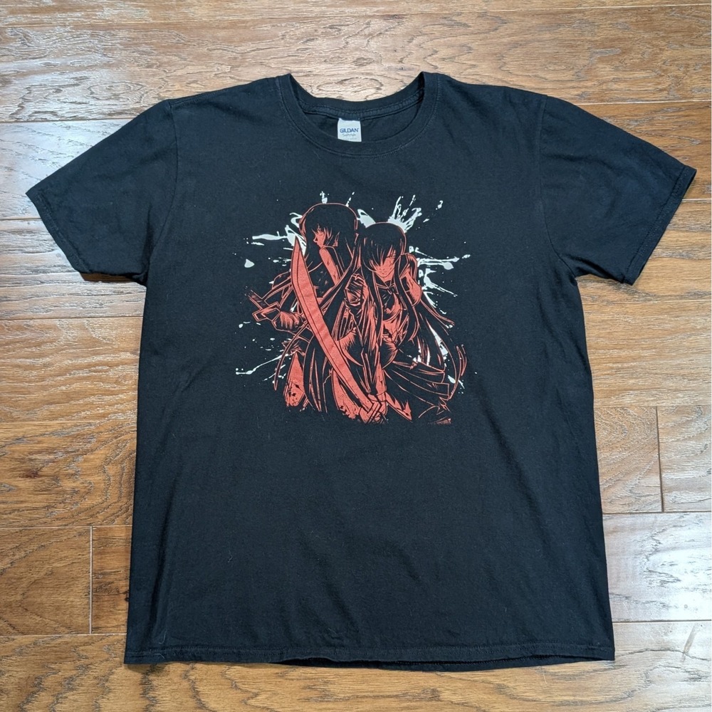Vintage Blood-C Anime T-Shirt‎ Black Size Large MD Unisex 22x27